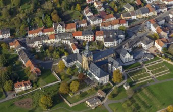 Church and Benedictine Abbey Tholey, Tholey, Saarbrücken, Saarland, Germany, Europe, aerial view,