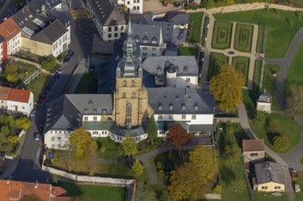 Church and Benedictine Abbey Tholey, Tholey, Saarbrücken, Saarland, Germany, Europe, aerial view,
