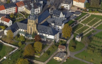 Church and Benedictine Abbey Tholey, Tholey, Saarbrücken, Saarland, Germany, Europe, aerial view,
