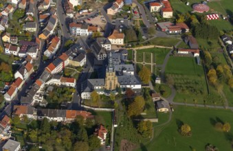 Church and Benedictine Abbey Tholey, Tholey, Saarbrücken, Saarland, Germany, Europe, aerial view,