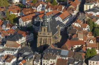 Wendalinusbasilika, basilica, Sankt Wendel, Saarbrücken, Saarland, Germany, Europe, aerial view,