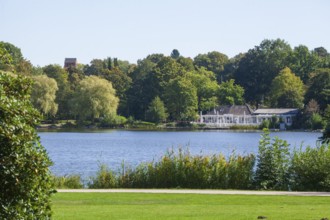 Outer mill pond in Harburg City Park, Harburg, Hamburg, Germany