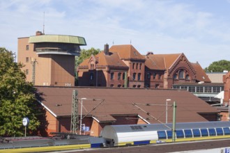 Harburg railway station with local train, Harburg, Hamburg, Germany