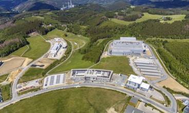 Aerial view, construction site Märkischer Gewerbepark Rosmart, Rosmarter Allee, Hemecker Weg,