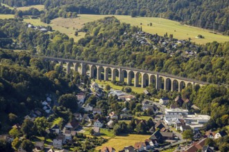Aerial view, railway viaduct, Altenbeken, Ostwestfalen-Lippe, North Rhine-Westphalia, Germany,