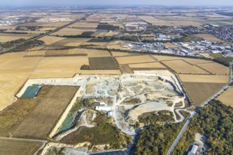 Aerial view, quarry Natursteinwerk Rinsche, Klieve, Anröchte, Kreis Soest, North Rhine-Westphalia,