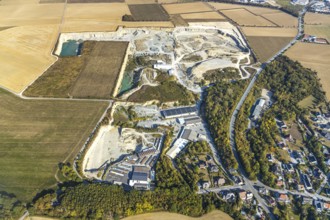 Aerial view, quarry Natursteinwerk Rinsche, Klieve, Anröchte, Kreis Soest, North Rhine-Westphalia,
