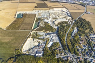 Aerial view, quarry Natursteinwerk Rinsche, Klieve, Anröchte, Kreis Soest, North Rhine-Westphalia,