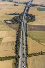 Aerial view, motorway A44, rest area, rest area Völlinghauser Flur, rest area Klievermühle, Klieve,