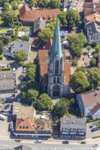 Aerial view, catholic church St. Johannes Baptist, Kirchstraße. Altenberge, Münsterland, North