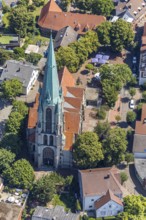 Aerial view, catholic church St. Johannes Baptist, Kirchstraße. Altenberge, Münsterland, North
