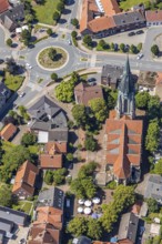 Aerial view, catholic church St. Johannes Baptist, Kirchstraße. Altenberge, Münsterland, North