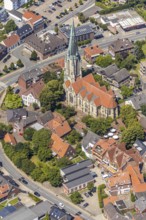 Aerial view, catholic church St. Johannes Baptist, Kirchstraße. Altenberge, Münsterland, North