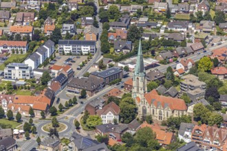 Aerial view, catholic church St. Johannes Baptist, Kirchstraße. Altenberge, Münsterland, North