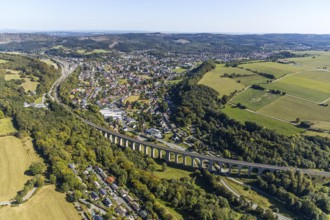 Aerial view, railway viaduct, Altenbeken station, Altenbeken, East Westphalia-Lippe, North
