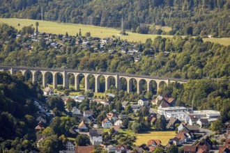 Aerial view, railway viaduct, Altenbeken, Ostwestfalen-Lippe, North Rhine-Westphalia, Germany,