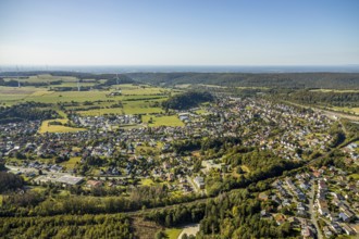 Aerial view, railway viaduct, Altenbeken, Ostwestfalen-Lippe, North Rhine-Westphalia, Germany,