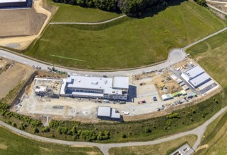 Aerial view, construction site Märkischer Gewerbepark Rosmart, Rosmarter Allee, Hemecker Weg,