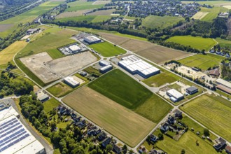 Aerial view, industrial estate, new development area Gut Nierhof, Voßwinkel, Arnsberg, Sauerland,