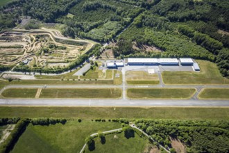 Aerial photo, Arnsberg Menden airfield, EDLA, commercial airfield, motocross track MCC Voßwinkel,