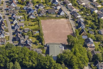 Aerial view, residential area Niedereimer, sports field Niedereimer, cemetery Niedereimer,