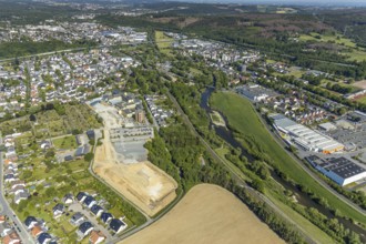 Aerial view, Hochsauerland Clinic, construction site, St. Petri Catholic Cemetery, Arnsberg,