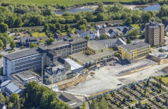 Aerial view, Klinikum Hochsauerland, construction site, Arnsberg, Sauerland, Hochsauerlandkreis,