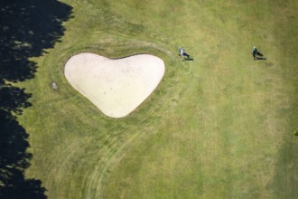 Aerial view, heart shape on golf course, Golfclub Sauerland Neheim-Hüsten, Arnsberg, Sauerland,
