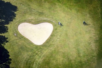 Aerial view, heart shape on golf course, Golfclub Sauerland Neheim-Hüsten, Arnsberg, Sauerland,