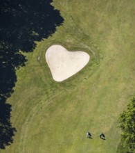 Aerial view, heart shape on golf course, Golfclub Sauerland Neheim-Hüsten, Arnsberg, Sauerland,