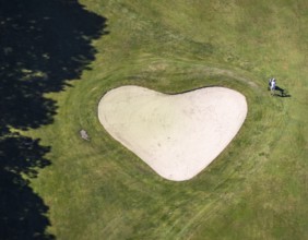 Aerial view, heart shape on golf course, Golfclub Sauerland Neheim-Hüsten, Arnsberg, Sauerland,