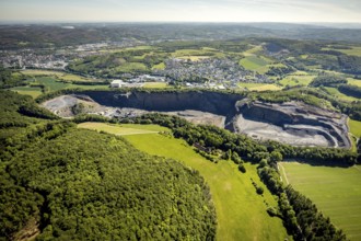 Aerial view, Heinrich Ebel GmbH quarry, Arnsberg, Sauerland, Hochsauerlandkreis, North