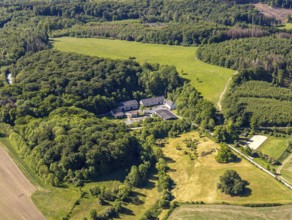 Aerial view, Gut Stiepel, Stiepeler Straße, riding school, Arnsberg, Sauerland, Hochsauerlandkreis,