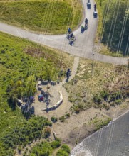 Aerial view, Ruhr Valley cycle path, cycle path along the Ruhr, Arnsberg, Sauerland,
