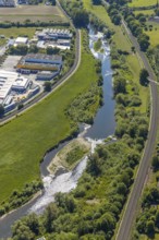 Aerial view, river Ruhr, Ruhraue, Arnsberg, Sauerland, Hochsauerlandkreis, North Rhine-Westphalia,