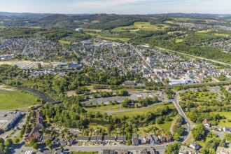 Aerial view, aerial view, river Ruhr, Arnsberg, Sauerland, Hochsauerlandkreis, North