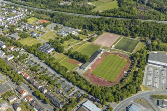 Aerial photo, stadium Große Wiese, Arnsberg, Sauerland, Hochsauerlandkreis, North Rhine-Westphalia,