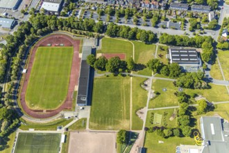 Aerial photo, stadium Große Wiese, Arnsberg, Sauerland, Hochsauerlandkreis, North Rhine-Westphalia,