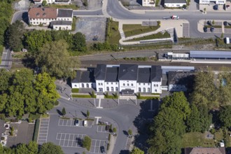 Aerial view, Bürgerzentrum Bahnhof Arnsberg, Arnsberg, Sauerland, Hochsauerlandkreis, North