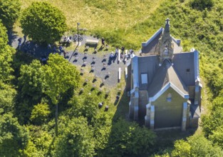 Aerial view, Kreuzberg Chapel, Arnsberg, Sauerland, Hochsauerlandkreis, North Rhine-Westphalia,