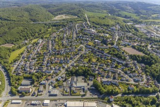 Aerial view, residential area Am Schreppenberg, sports field Schreppenberg, Fröbelschule,
