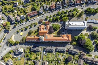 Aerial view, Arnsberg district government, town hall, Arnsberg, Sauerland, Hochsauerlandkreis,