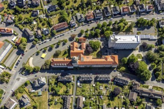 Aerial view, Arnsberg district government, town hall, Arnsberg, Sauerland, Hochsauerlandkreis,