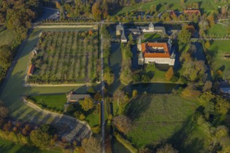 Aerial view, Golfclub Wasserschloss Westerwinkel, Schloss Westerwinkel, Herbern, Ascheberg,
