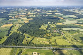 Aerial view, moated castle Westerwinkel, golf course Golfclub Westerwinkel, Ascheberg, Münsterland,
