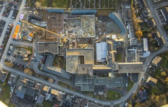 Aerial view, Klinikum Hochsauerland GmbH at Stolte Ley 5 is being expanded, Hüsten, Arnsberg,