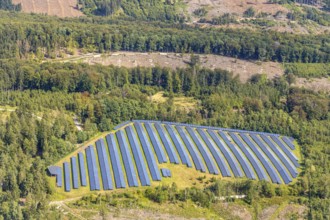 Solar plant in the nature reserve 3 wetland forest plots north of the Spulberg, Arnsberg,