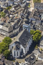 Aerial view, catholic church St. Johannes Baptist, Attendorn, Sauerland, North Rhine-Westphalia,