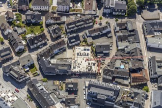 Aerial view, construction site Alter Markt, old town, Attendorn, Sauerland, North Rhine-Westphalia,