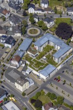 Aerial view, shopping centre Finnentroper Straße, Attendorn, Sauerland, North Rhine-Westphalia,